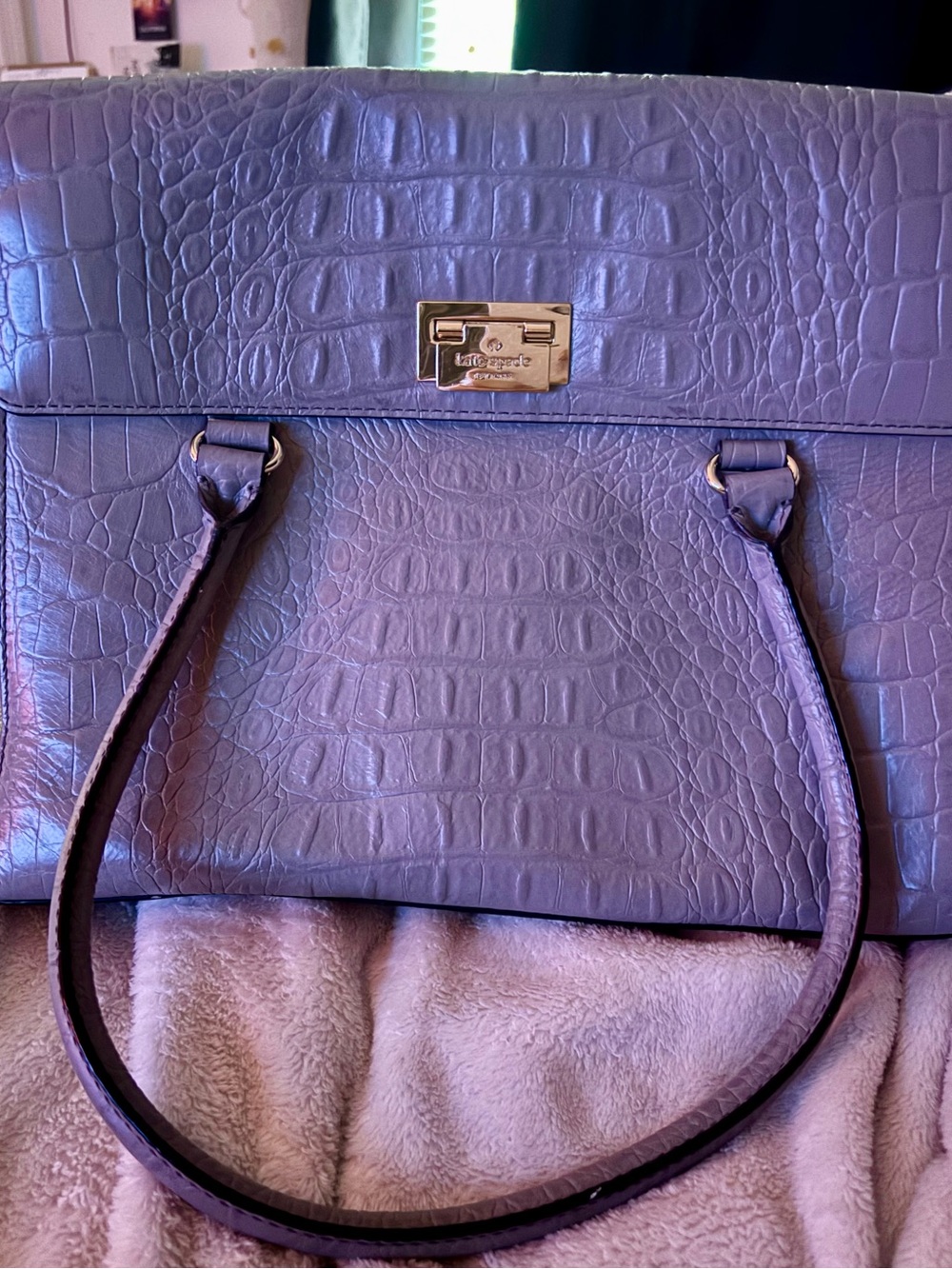 Kate Spade Vintage Croc-Embossed Shoulder Bag in Grey - Unique